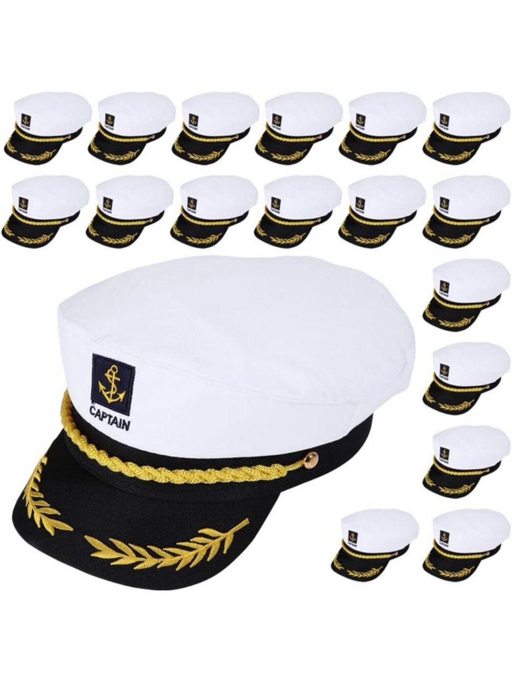 20Pcs Adjustable Captain Sailor Hats for Men & Women - Lightweight Marine